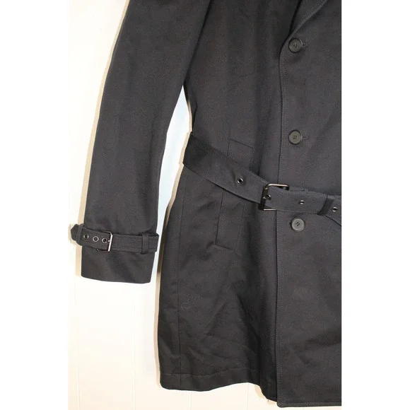 NWT The Kooples Men's Black Double Brested Gabardine Trench‎ Coat Size M/L